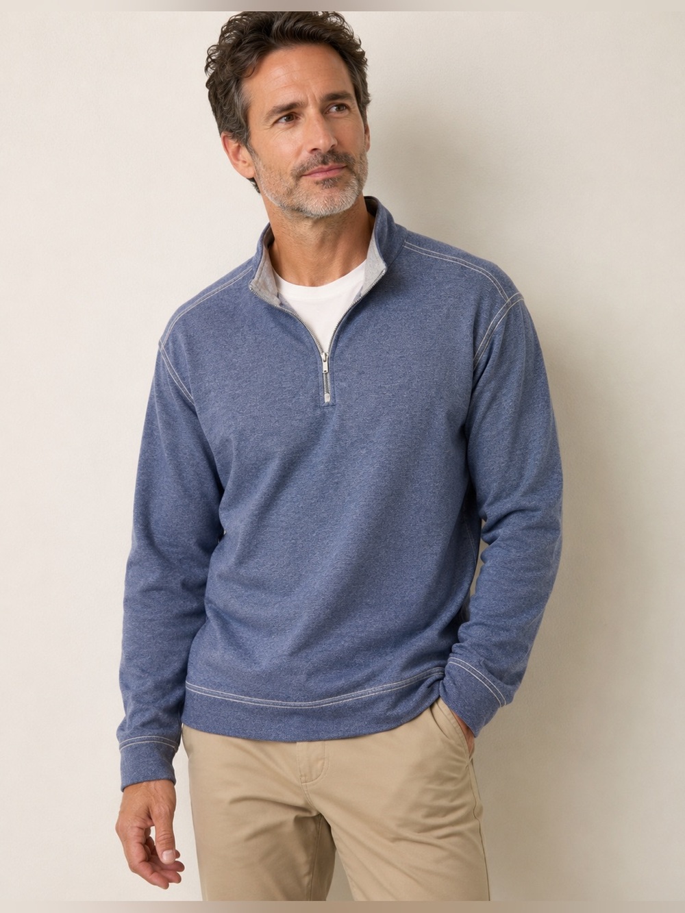 johnnie-O Sully Hanks 1/4 Zip Blue Grass Pullover L Golf Costal LayerResort